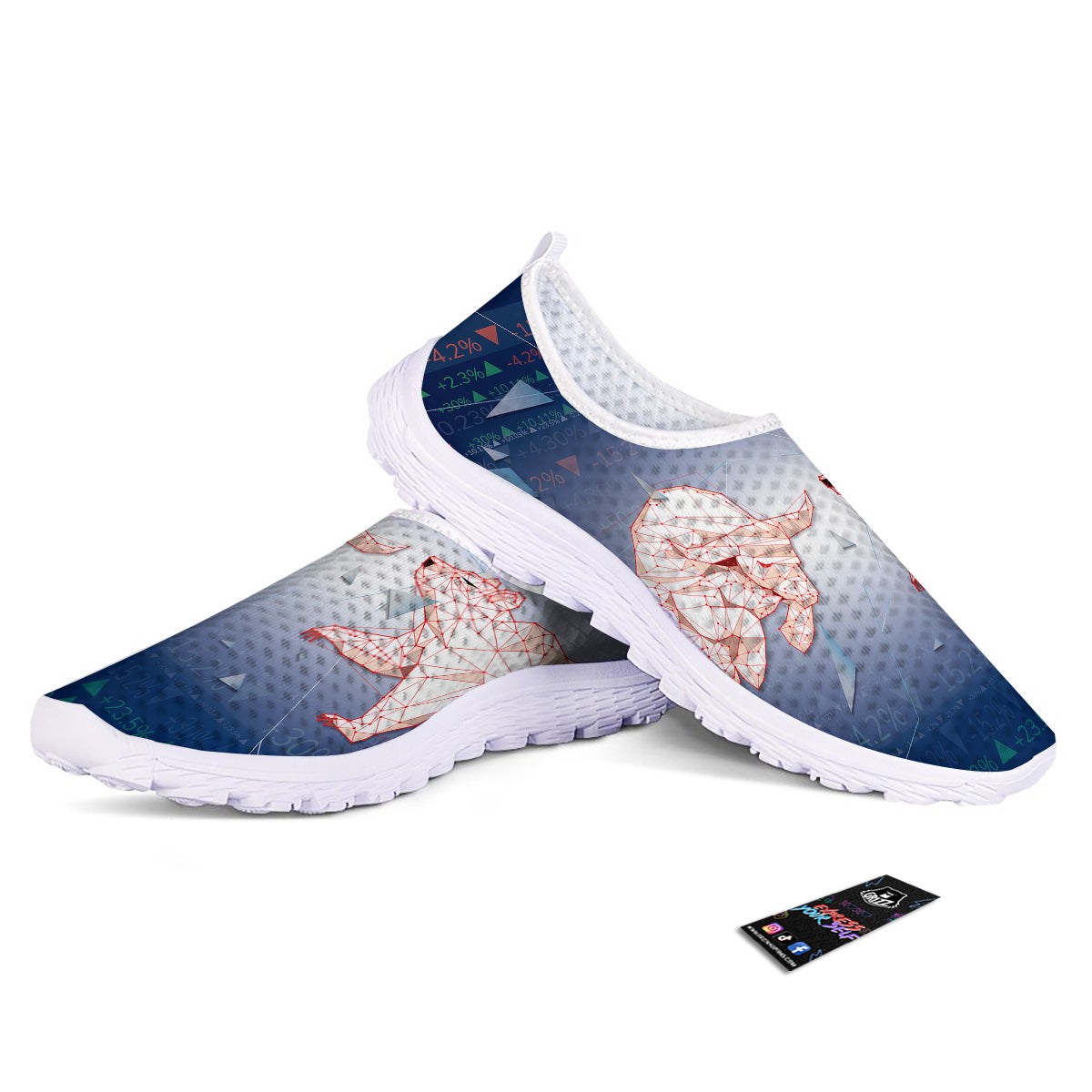 Stock Market Bear And Bull Print Nurse Shoes-grizzshop