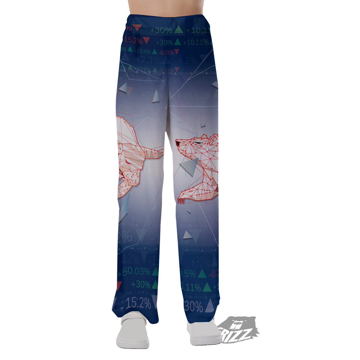 Stock Market Bear And Bull Print Pajama Pants-grizzshop