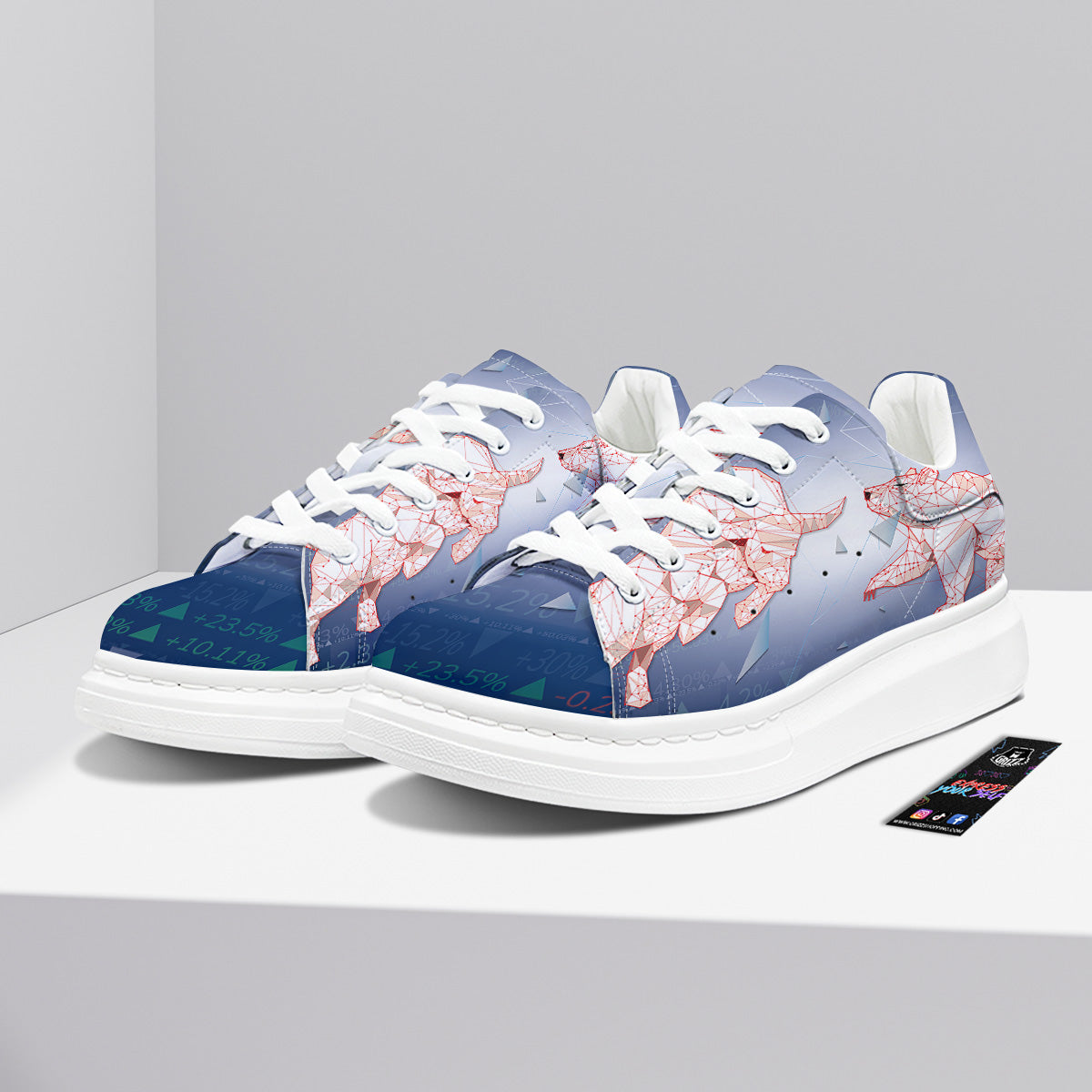 Stock Market Bear And Bull Print Platform Shoes-grizzshop