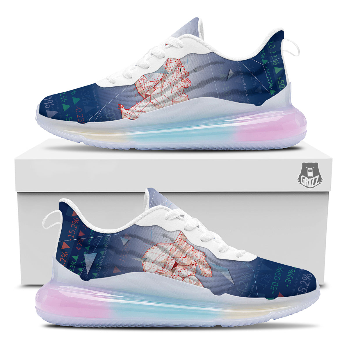 Stock Market Bear And Bull Print Running Sneakers-grizzshop