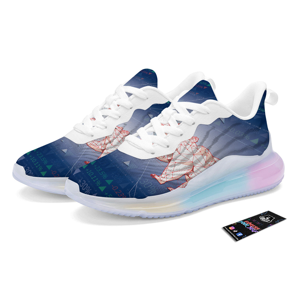 Stock Market Bear And Bull Print Running Sneakers-grizzshop