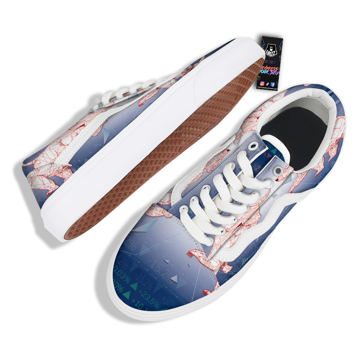 Stock Market Bear And Bull Print Skate Shoes-grizzshop