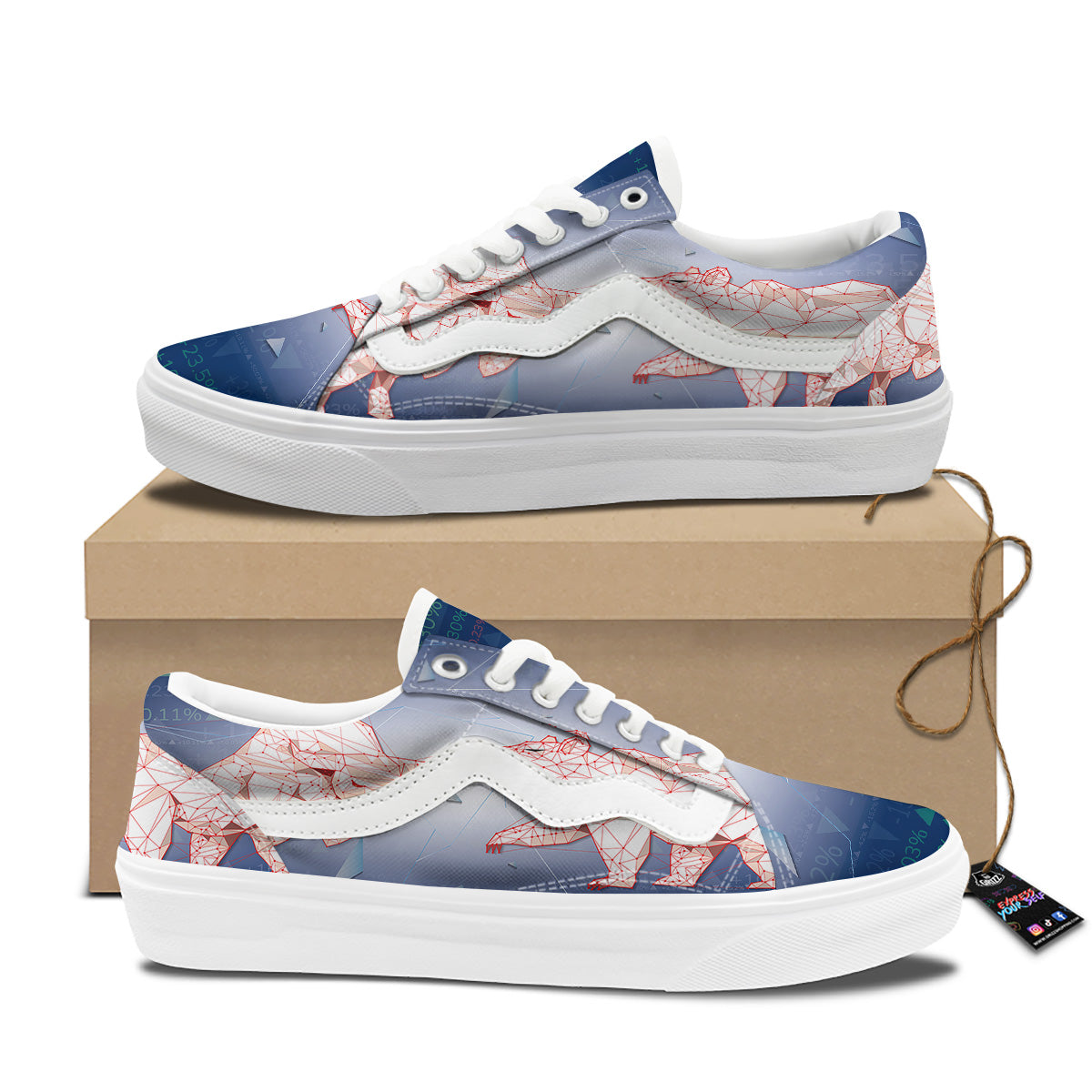 Stock Market Bear And Bull Print Skate Shoes-grizzshop