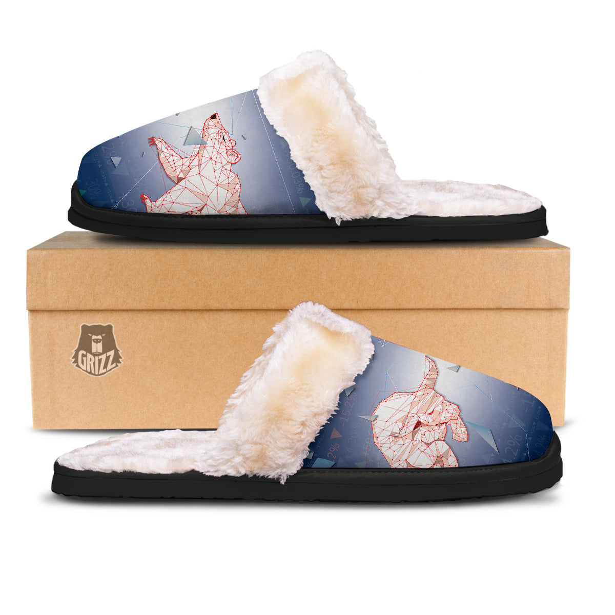 Stock Market Bear And Bull Print Slippers-grizzshop