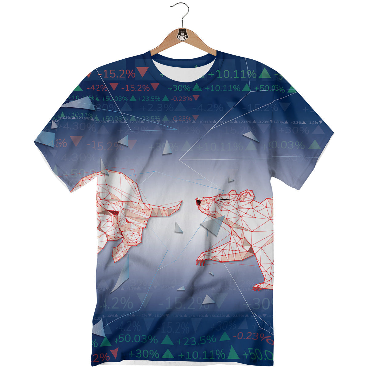 Stock Market Bear And Bull Print T-Shirt-grizzshop