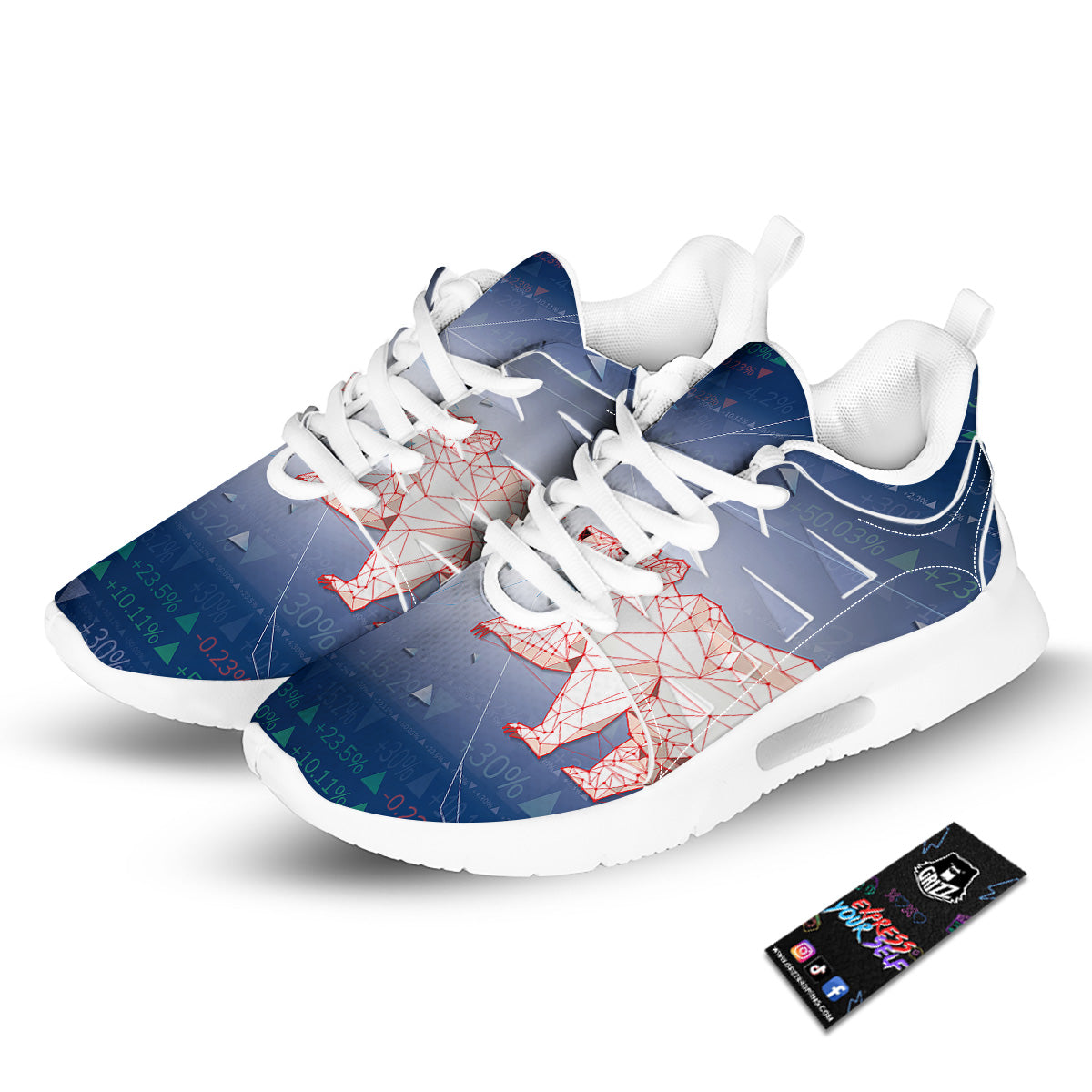 Stock Market Bear And Bull Print Tennis Shoes-grizzshop