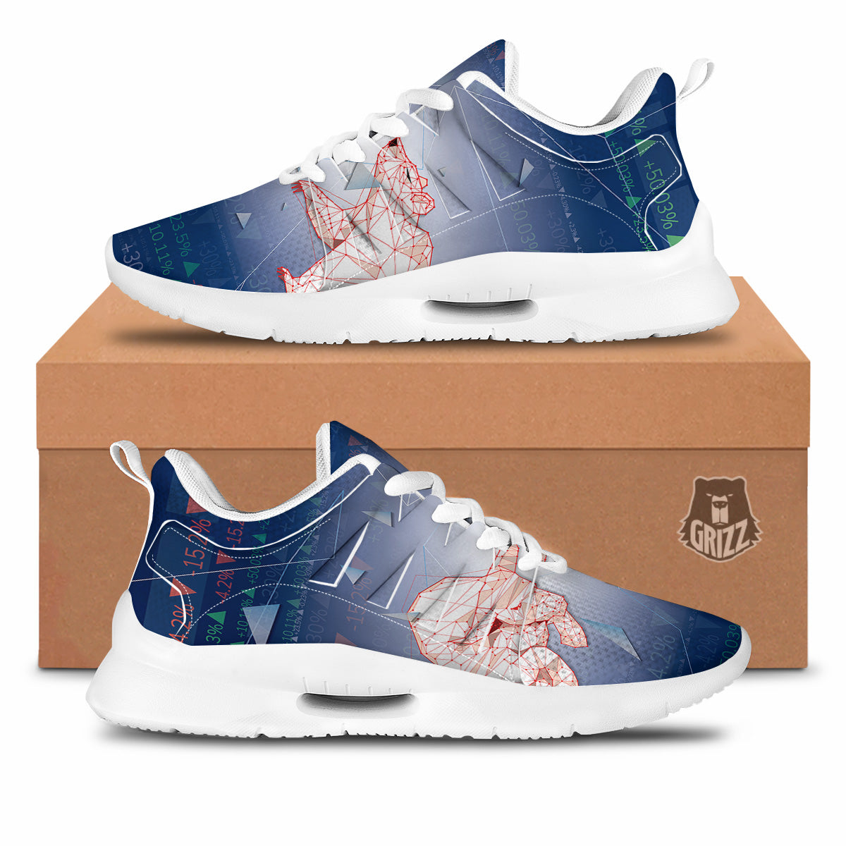 Stock Market Bear And Bull Print Tennis Shoes-grizzshop