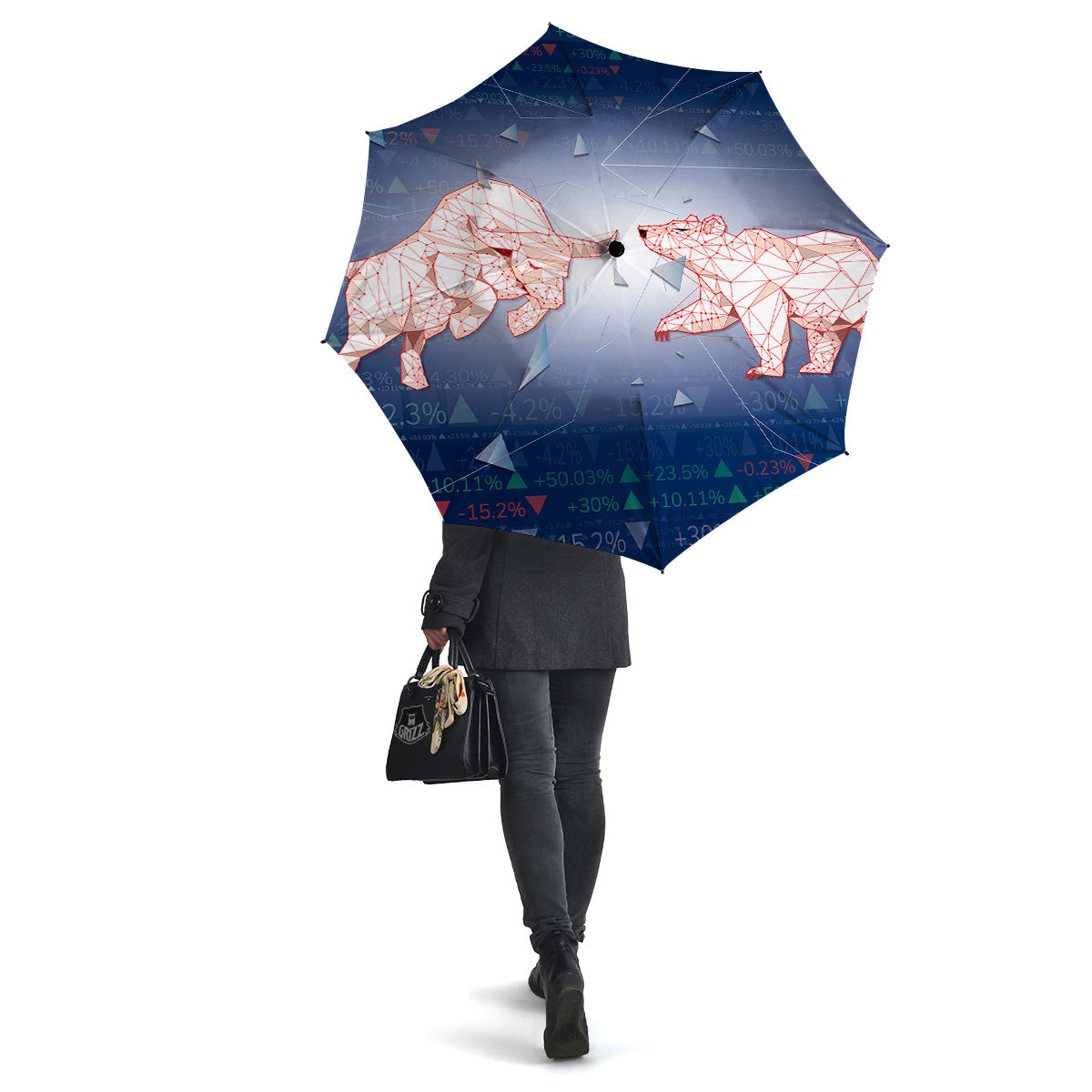 Stock Market Bear And Bull Print Umbrella-grizzshop