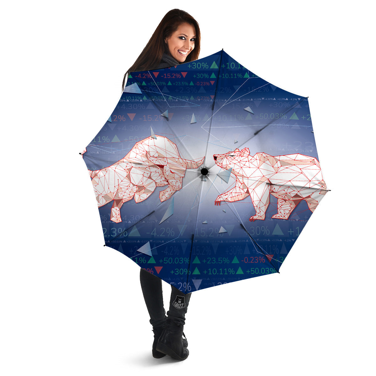 Stock Market Bear And Bull Print Umbrella-grizzshop
