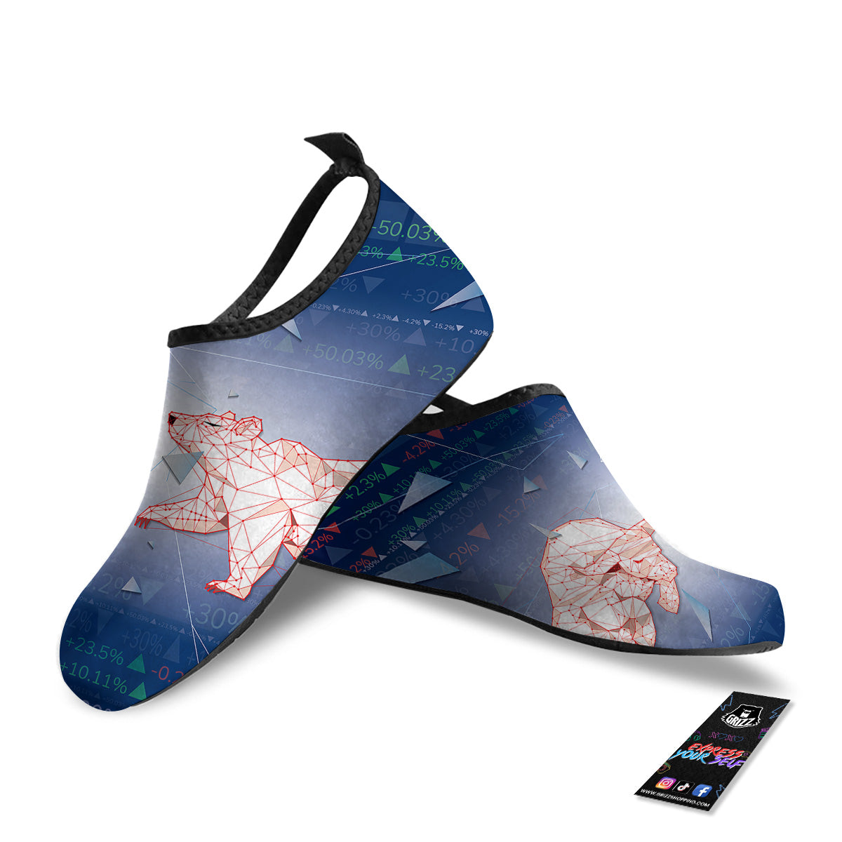Stock Market Bear And Bull Print Water Shoes-grizzshop