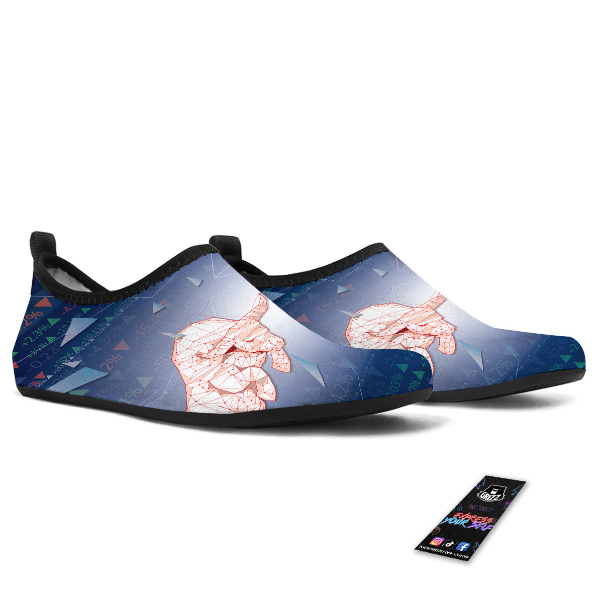 Stock Market Bear And Bull Print Water Shoes-grizzshop