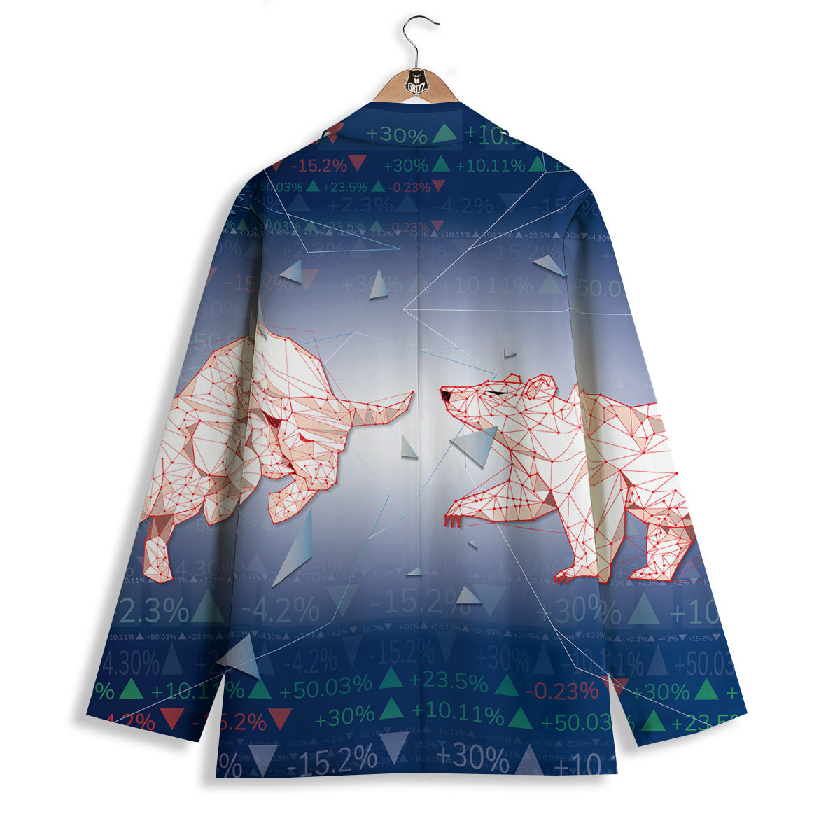 Stock Market Bear And Bull Print Women's Blazer-grizzshop
