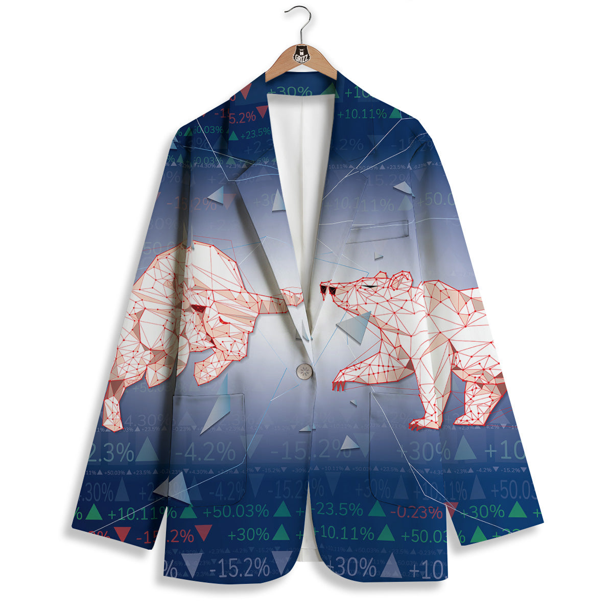 Stock Market Bear And Bull Print Women's Blazer-grizzshop