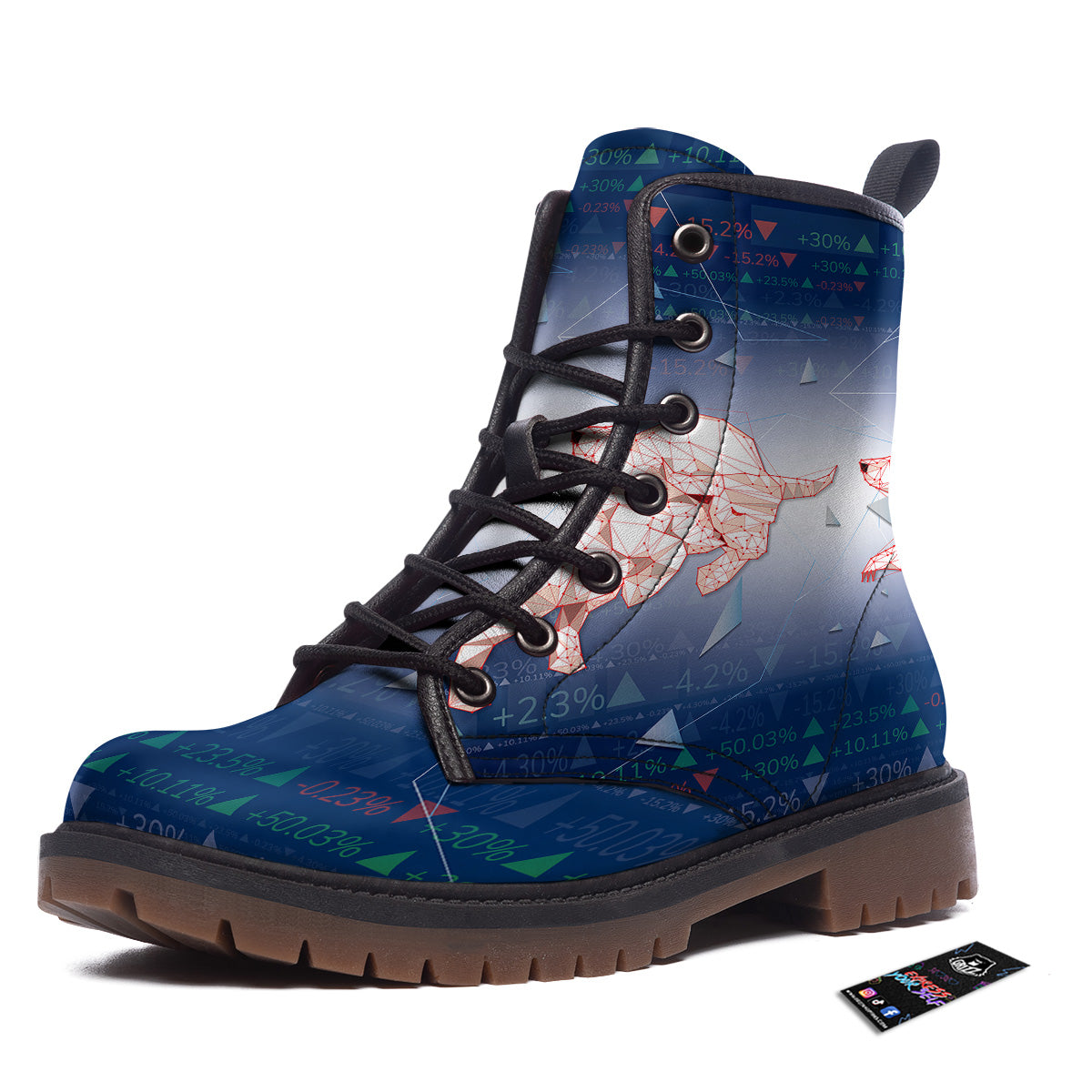 Stock Market Bear And Bull Print Work Boots-grizzshop