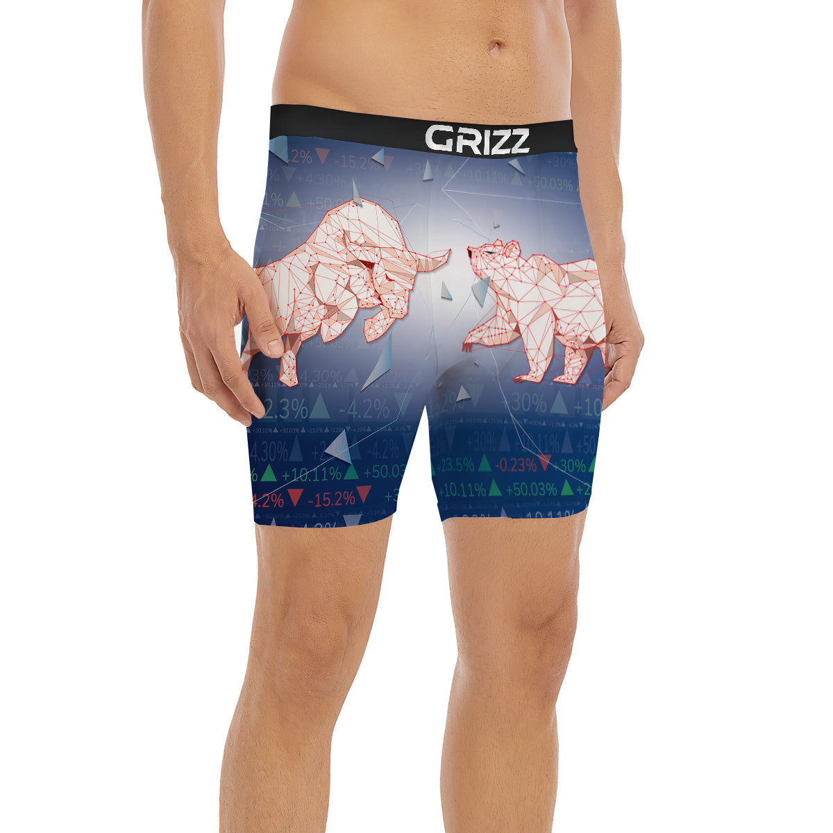 Stock Market Bear And Bull Print Boxer Briefs