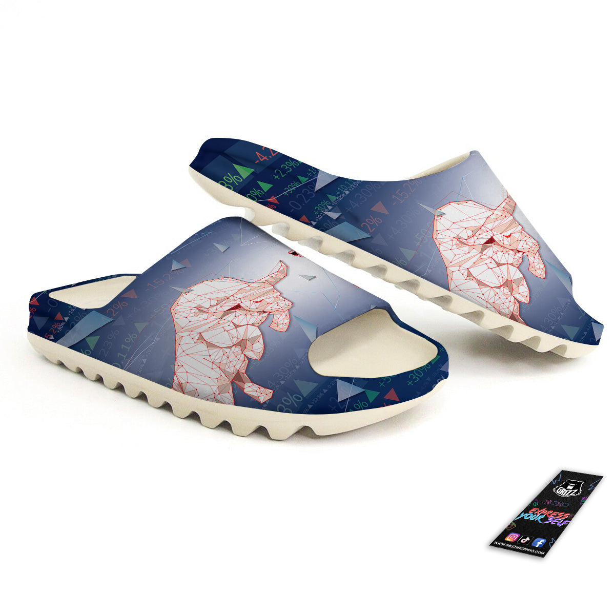 Stock Market Bear And Bull Print Sandals-grizzshop