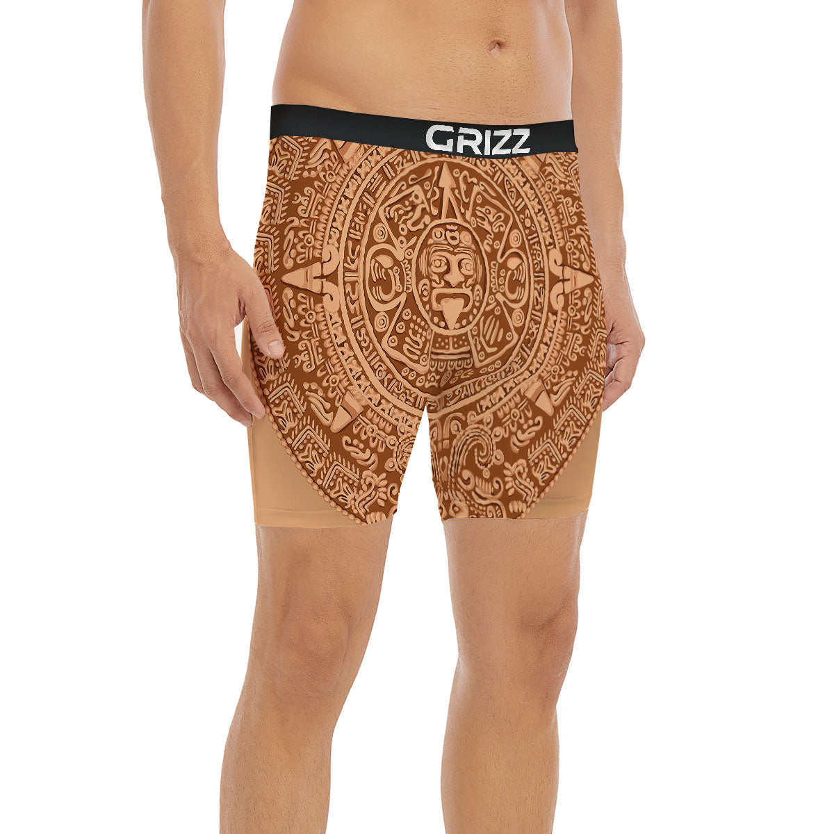 Stone Mayan Print Boxer Briefs-grizzshop