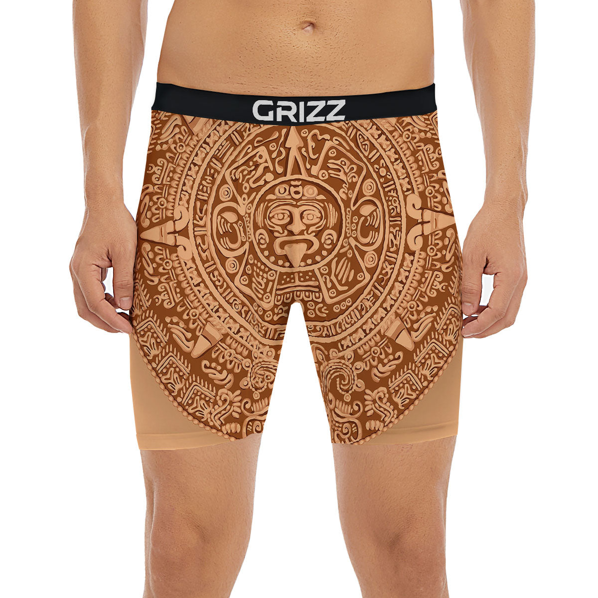 Stone Mayan Print Boxer Briefs-grizzshop