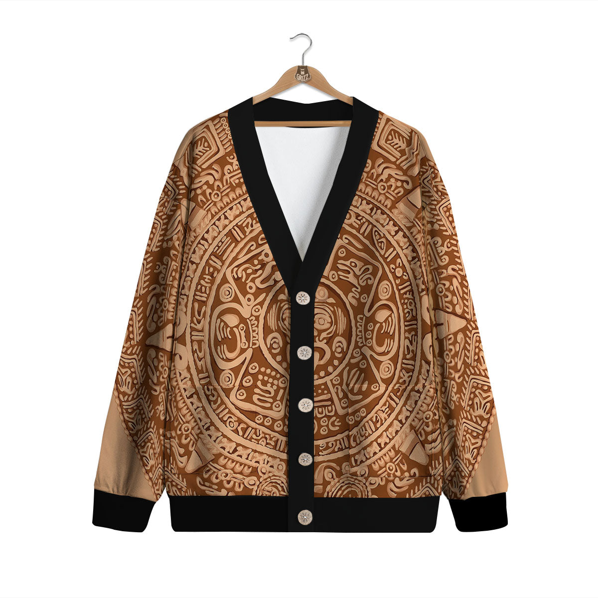 Stone Mayan Print Cardigan-grizzshop