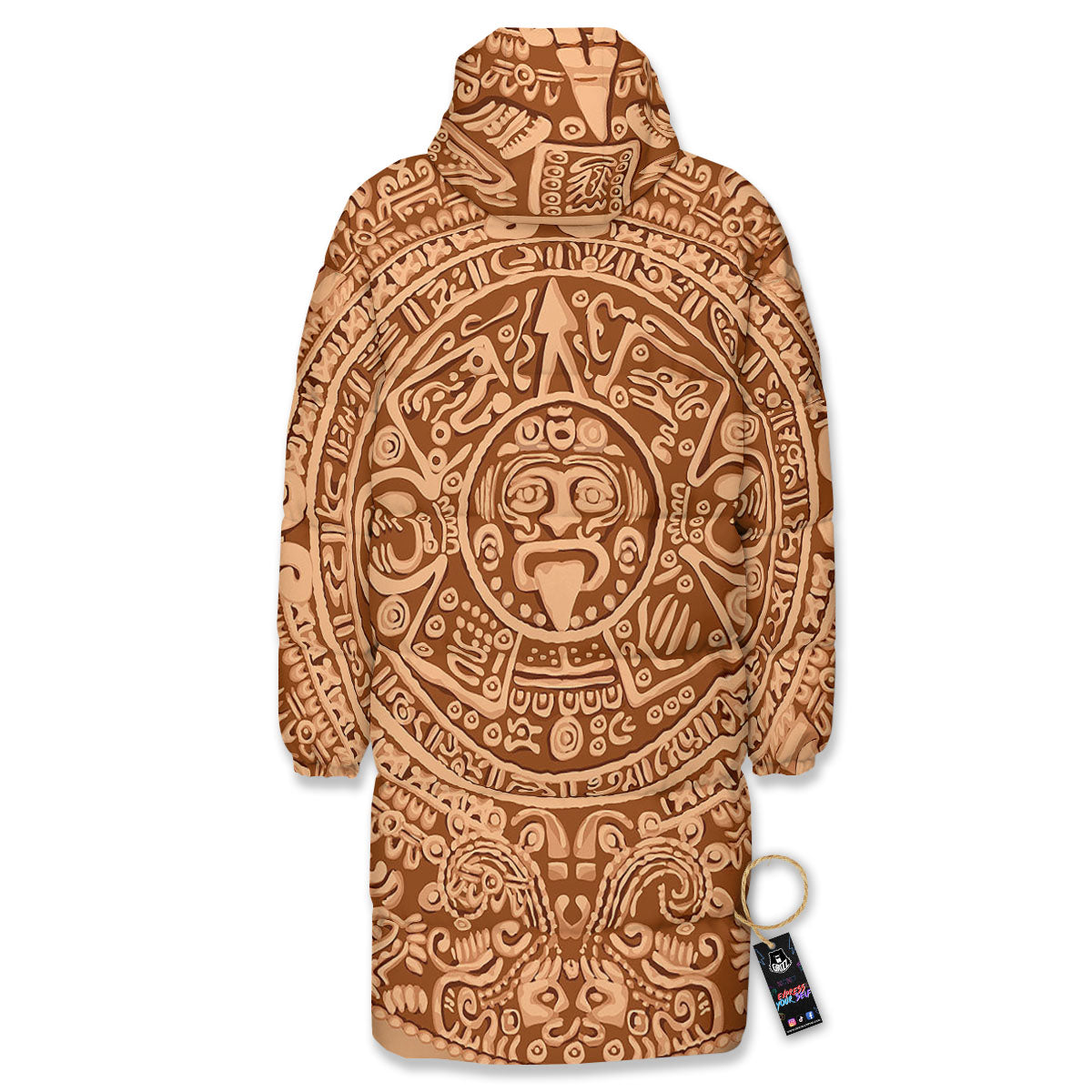 Stone Mayan Print Long Down Jacket-grizzshop