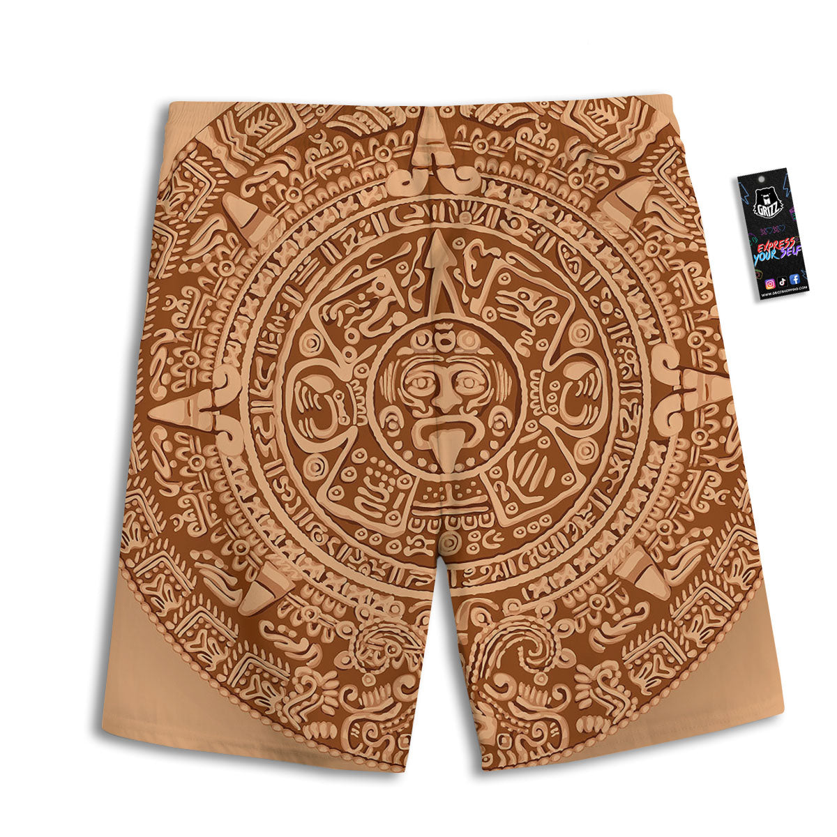 Stone Mayan Print Men's Athletic Shorts