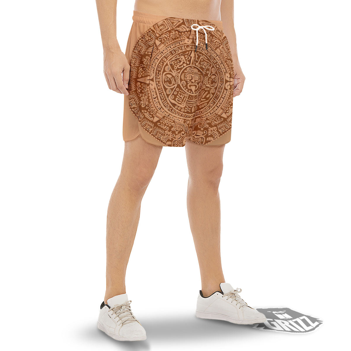 Stone Mayan Print Men's Gym Shorts-grizzshop