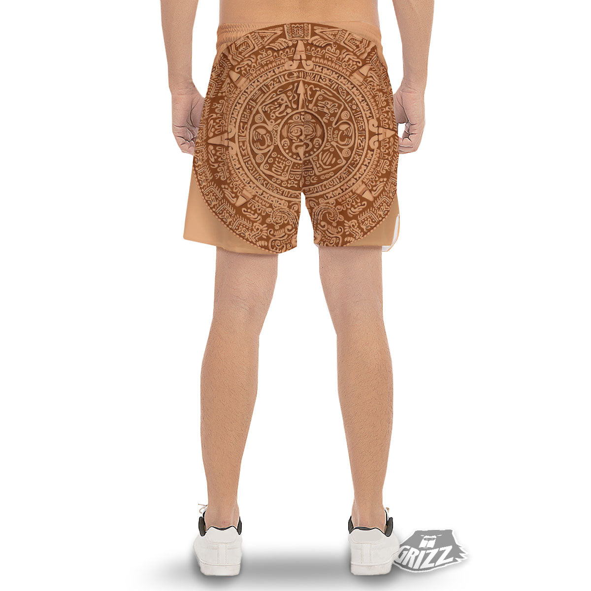 Stone Mayan Print Men's Gym Shorts-grizzshop