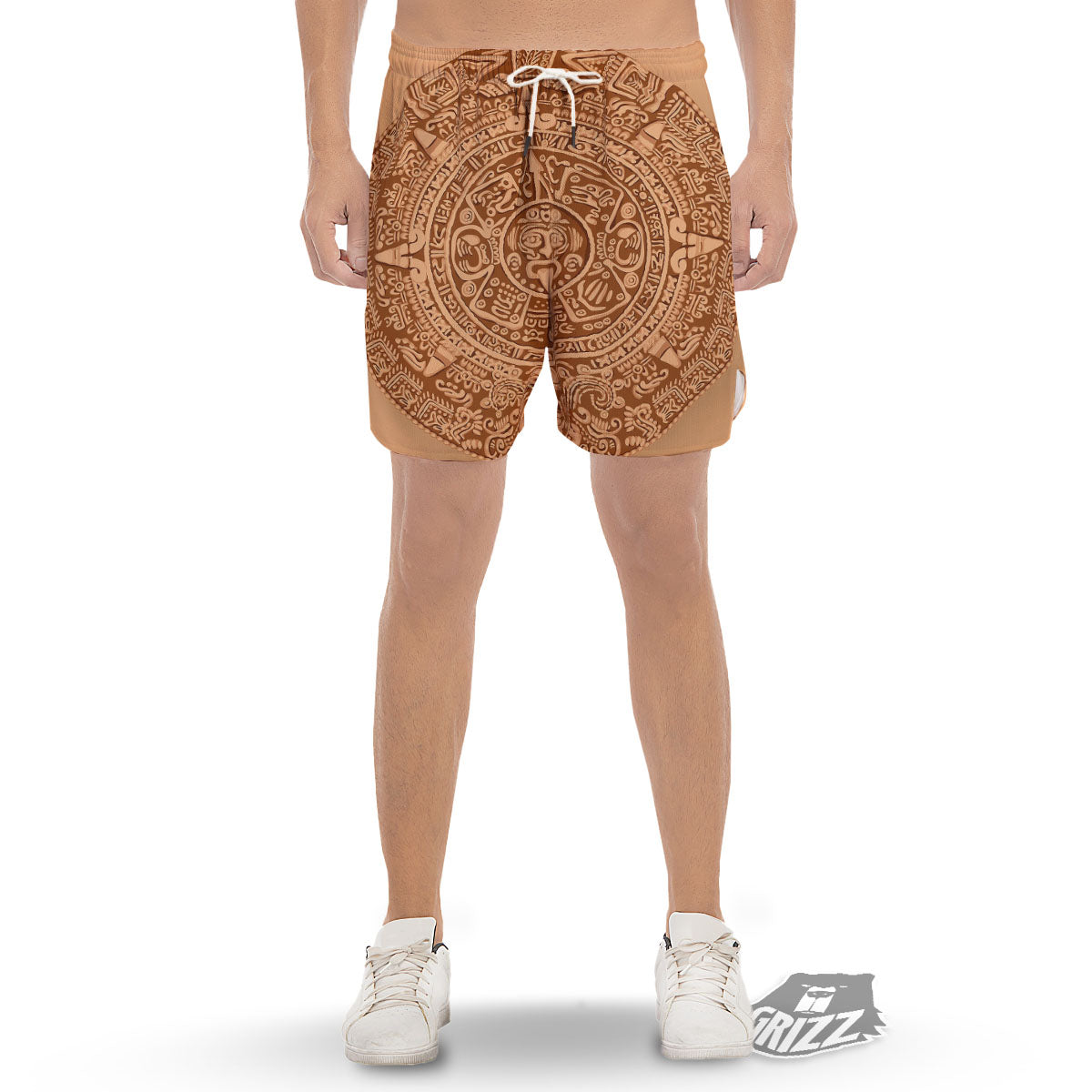Stone Mayan Print Men's Gym Shorts-grizzshop