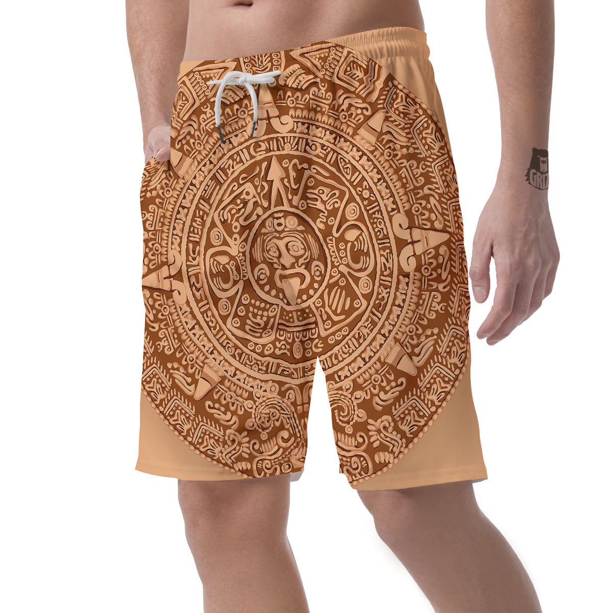 Stone Mayan Print Men's Shorts-grizzshop