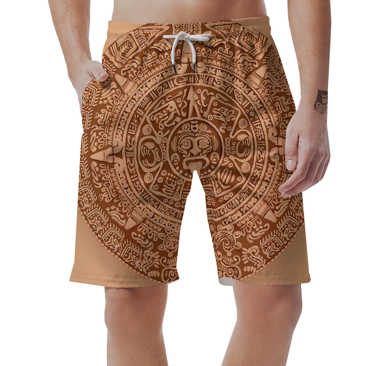Stone Mayan Print Men's Shorts-grizzshop