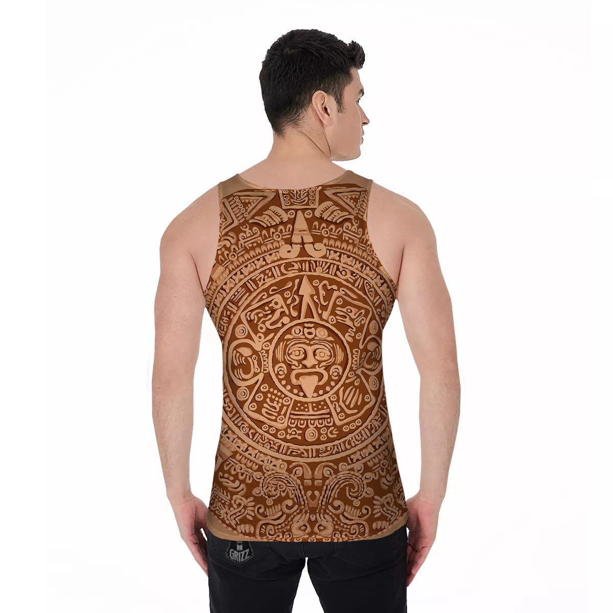 Stone Mayan Print Men's Tank Top-grizzshop