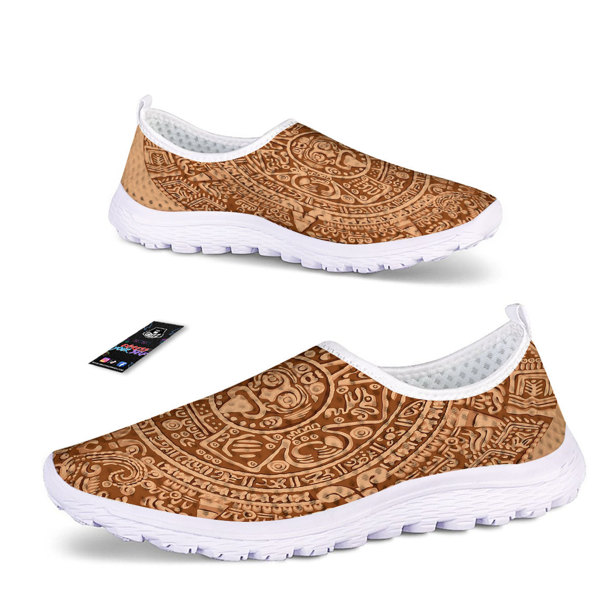 Stone Mayan Print Nurse Shoes-grizzshop
