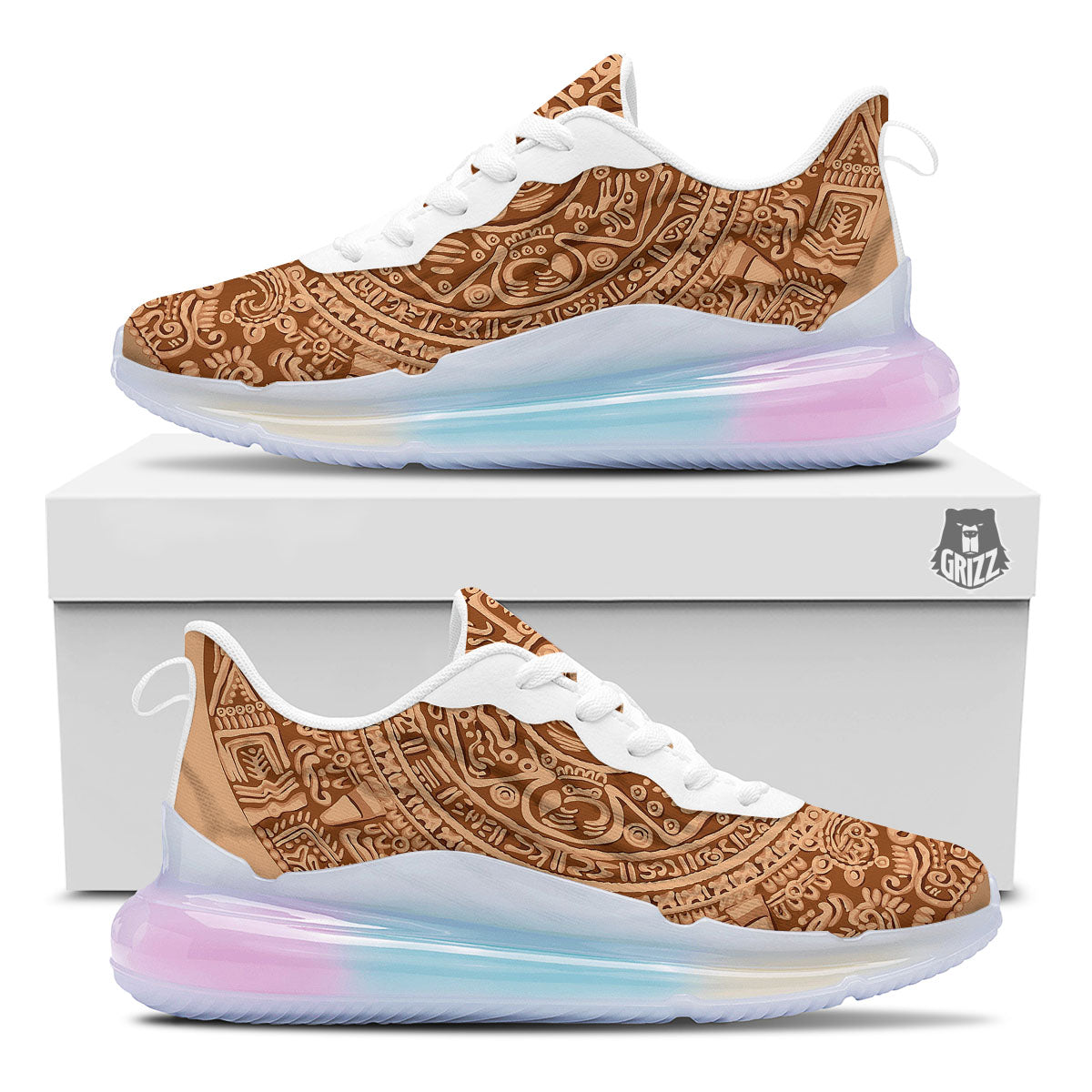 Stone Mayan Print Running Sneakers-grizzshop