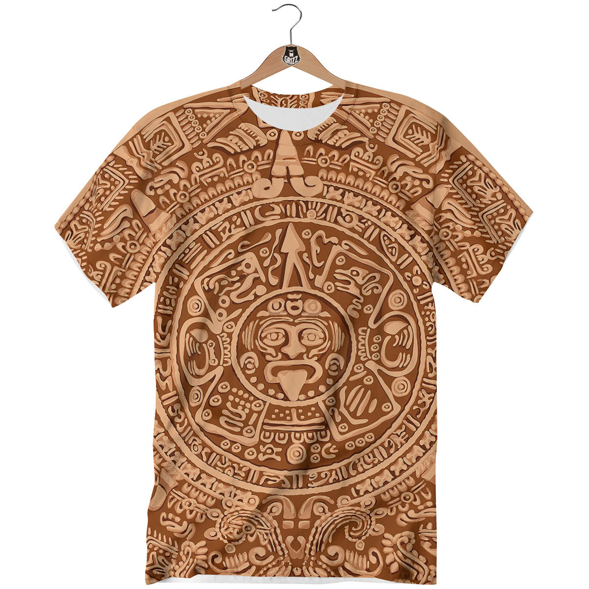 Stone Mayan Print T-Shirt-grizzshop