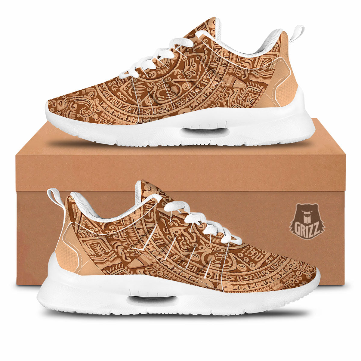 Stone Mayan Print Tennis Shoes-grizzshop