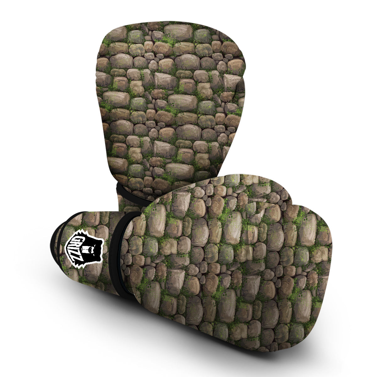 Stone Texture And Moss Print Pattern Boxing Gloves-grizzshop