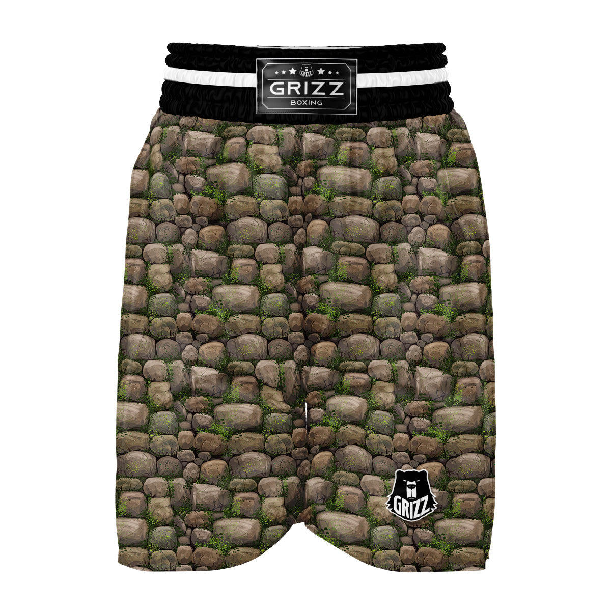 Stone Texture And Moss Print Pattern Boxing Shorts-grizzshop