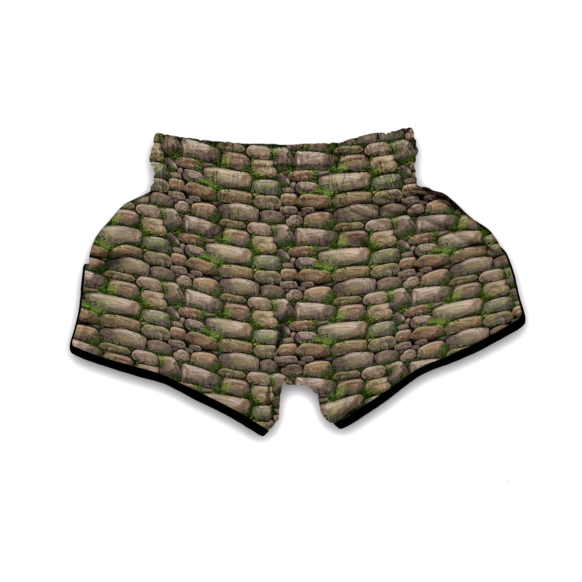 Stone Texture And Moss Print Pattern Muay Thai Boxing Shorts-grizzshop