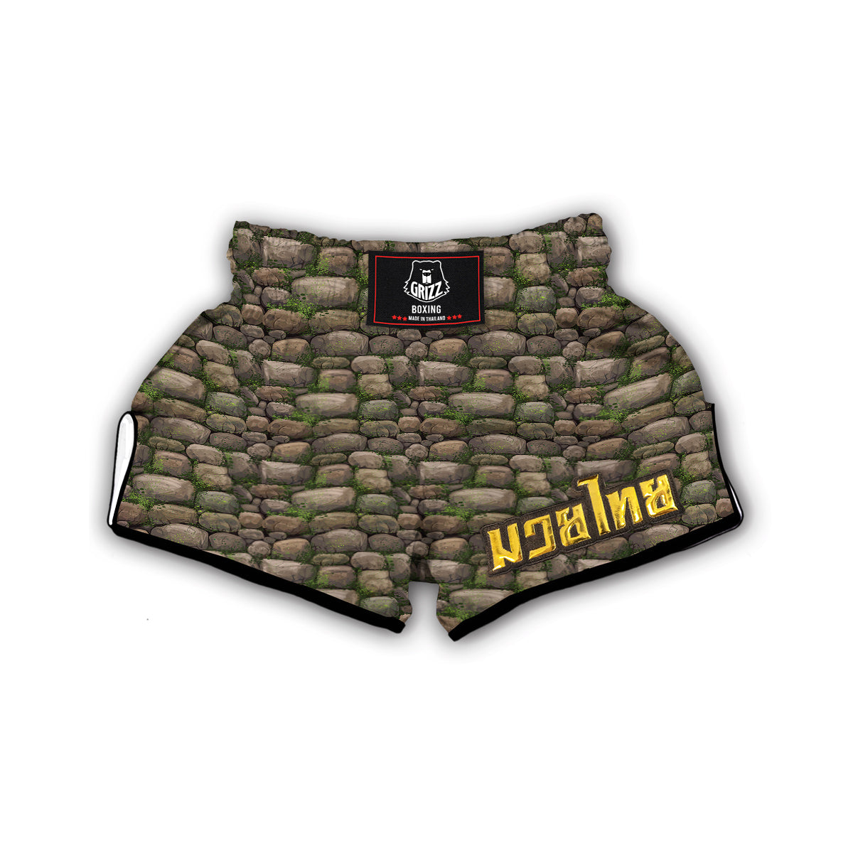 Stone Texture And Moss Print Pattern Muay Thai Boxing Shorts-grizzshop