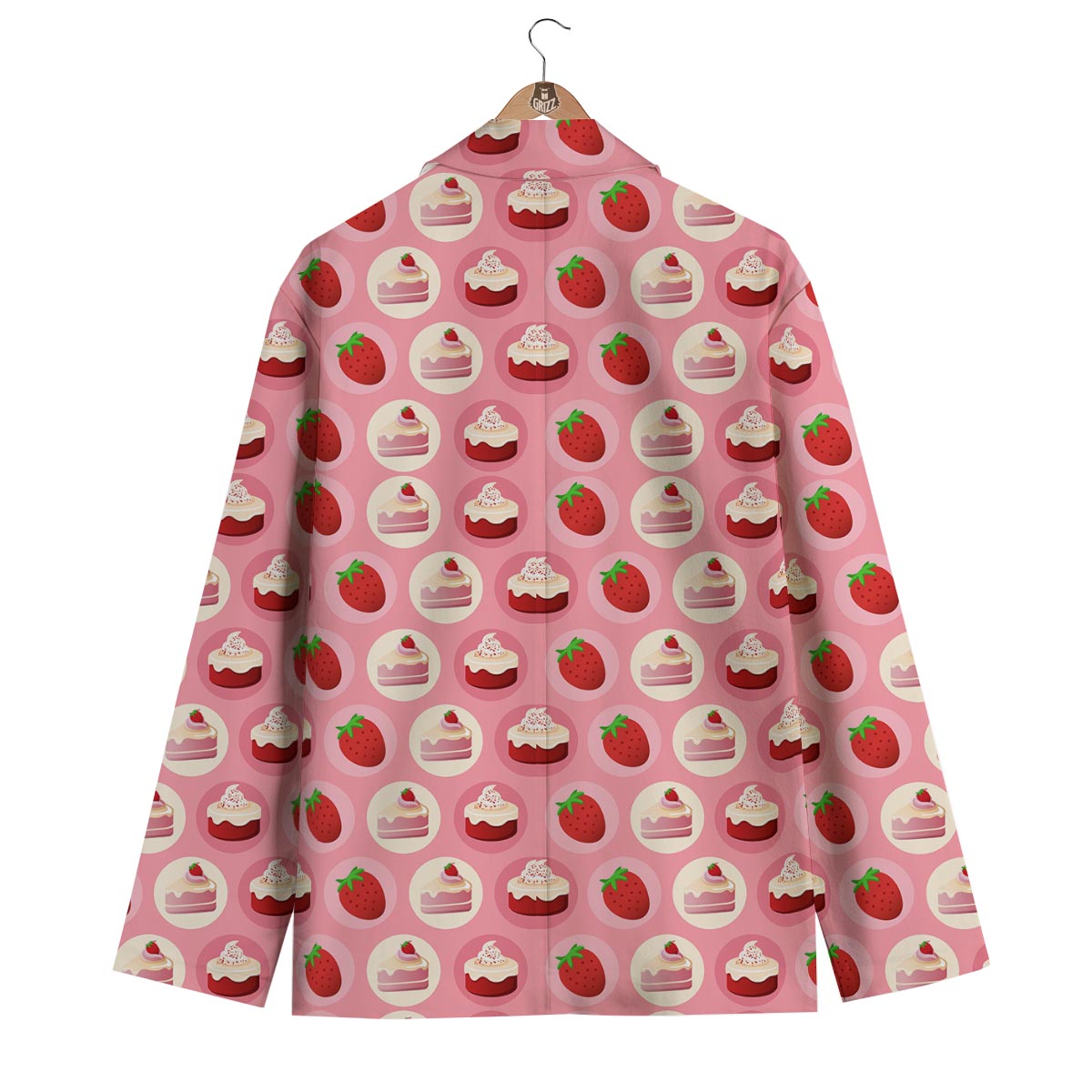 Strawberry Cake Pattern Print Men's Blazer-grizzshop