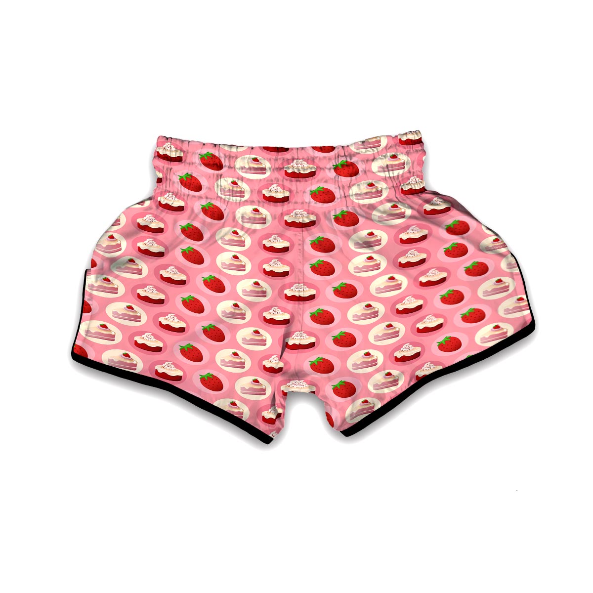 Strawberry Cake Pattern Print Muay Thai Boxing Shorts-grizzshop