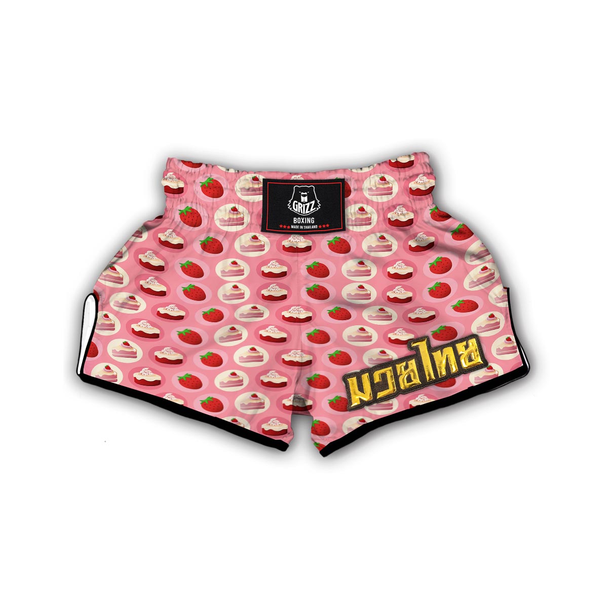 Strawberry Cake Pattern Print Muay Thai Boxing Shorts-grizzshop