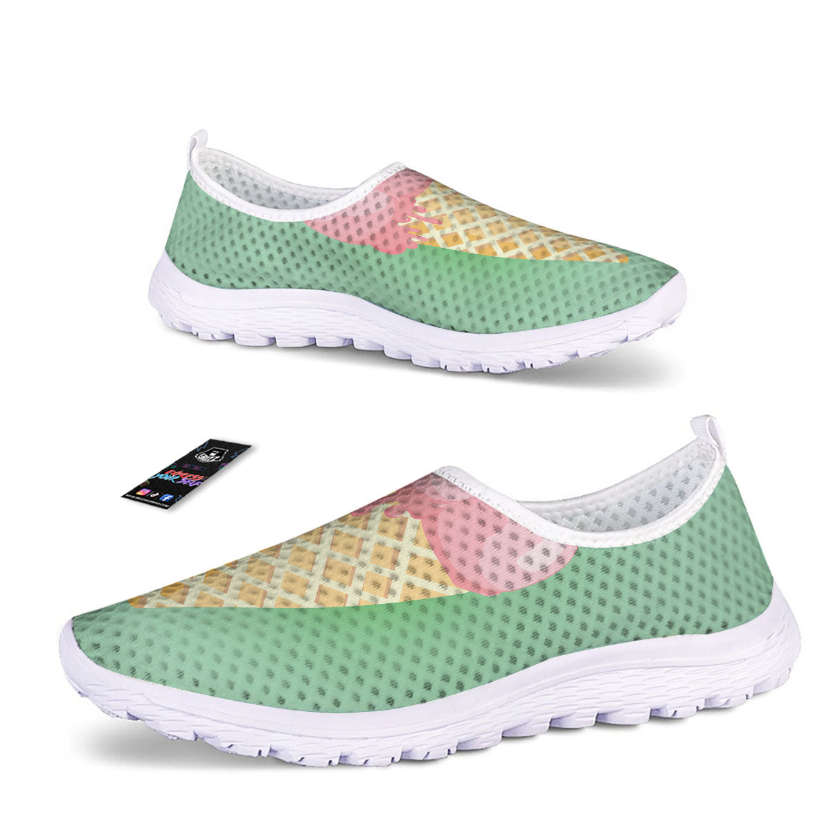 Strawberry Ice Cream Teal Print Nurse Shoes-grizzshop
