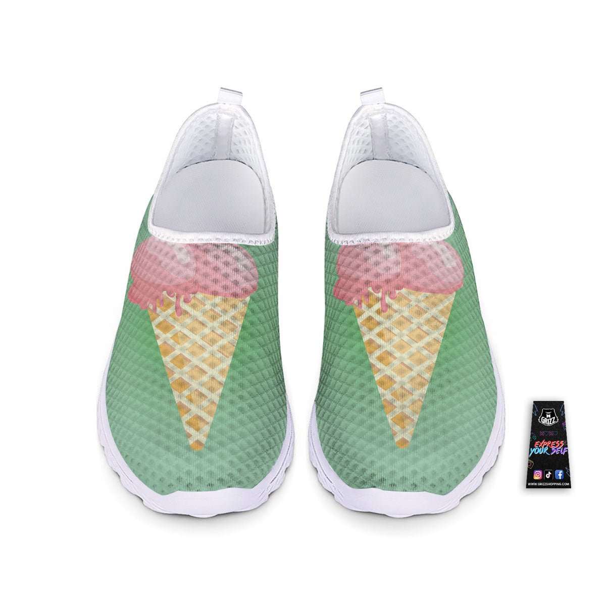 Strawberry Ice Cream Teal Print Nurse Shoes-grizzshop