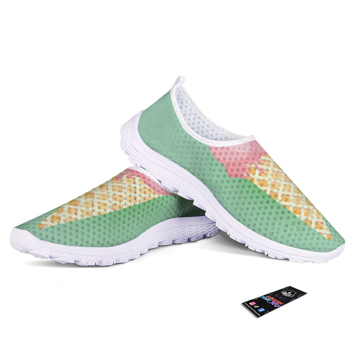 Strawberry Ice Cream Teal Print Nurse Shoes-grizzshop