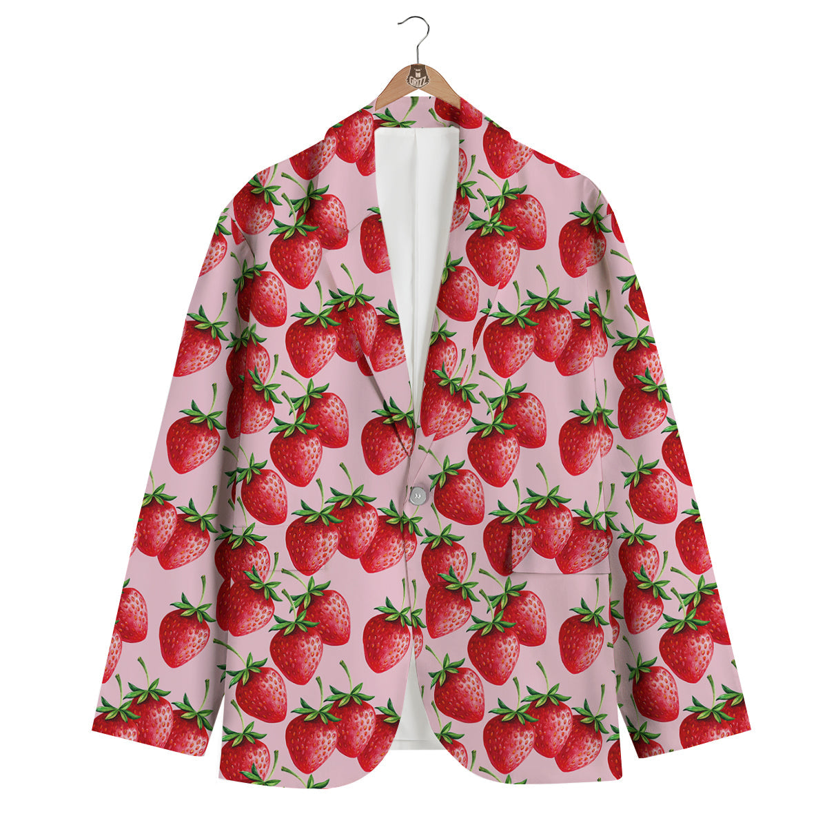 Strawberry Pattern Print Men's Blazer-grizzshop