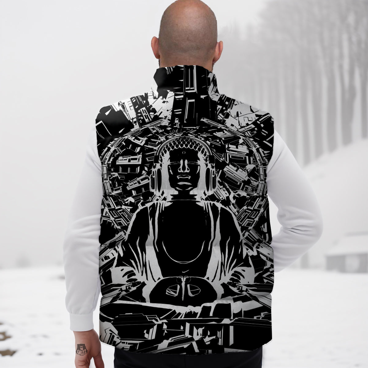 Strawberry Print Pattern Down Vest-grizzshop