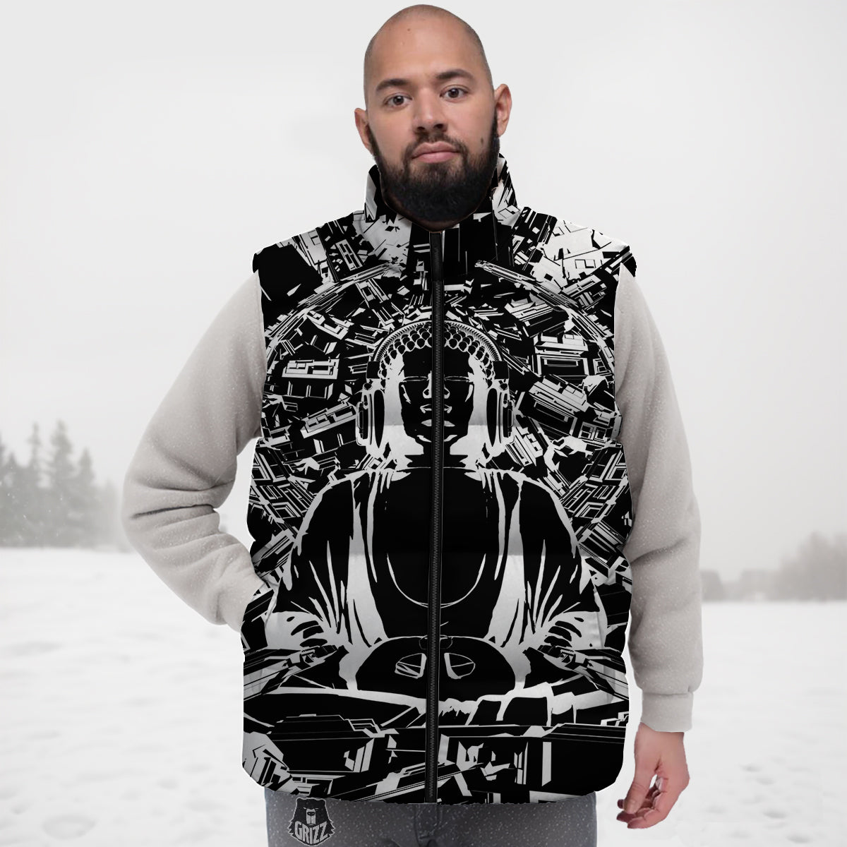Strawberry Print Pattern Down Vest-grizzshop