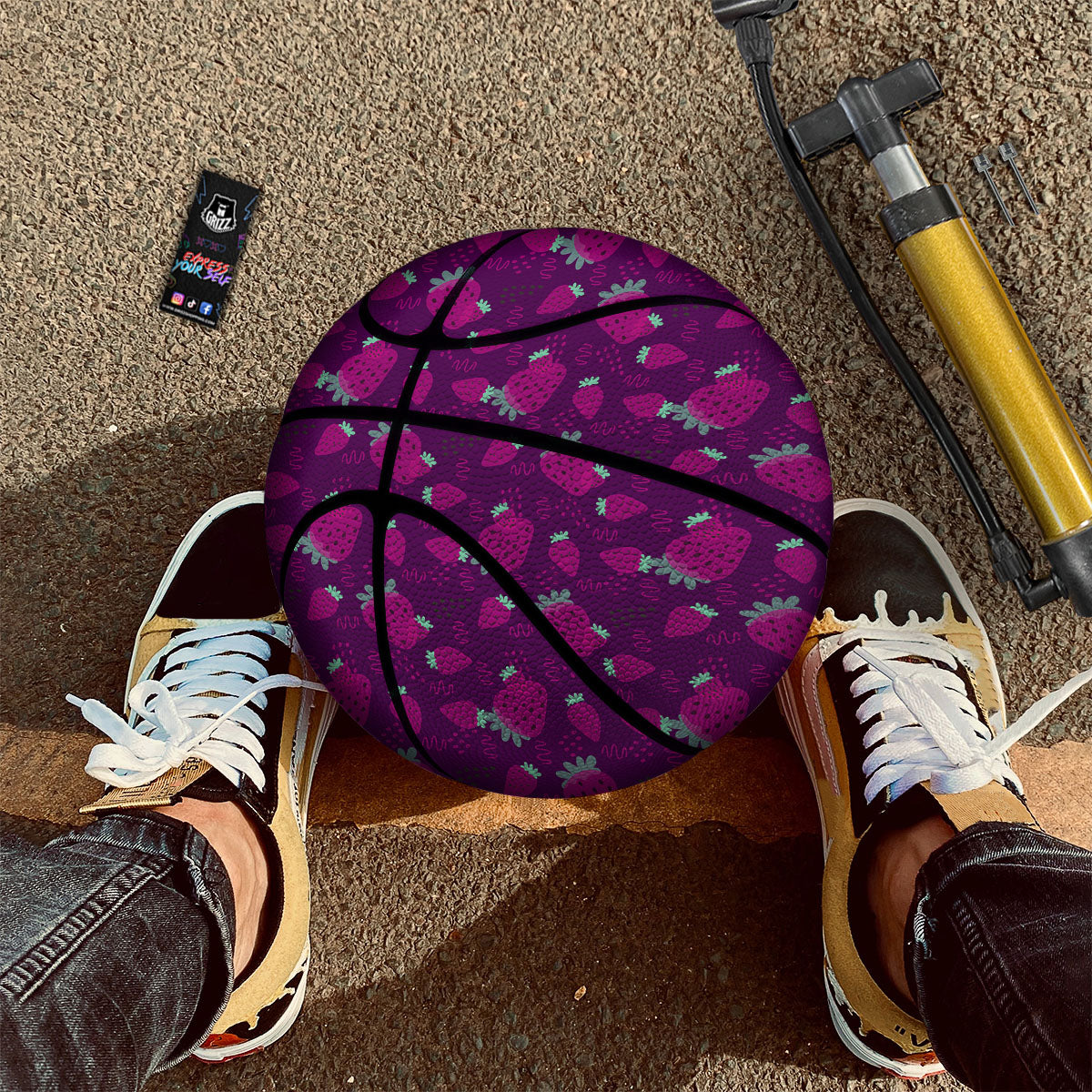 Strawberry Purple Print Pattern Basketball-grizzshop