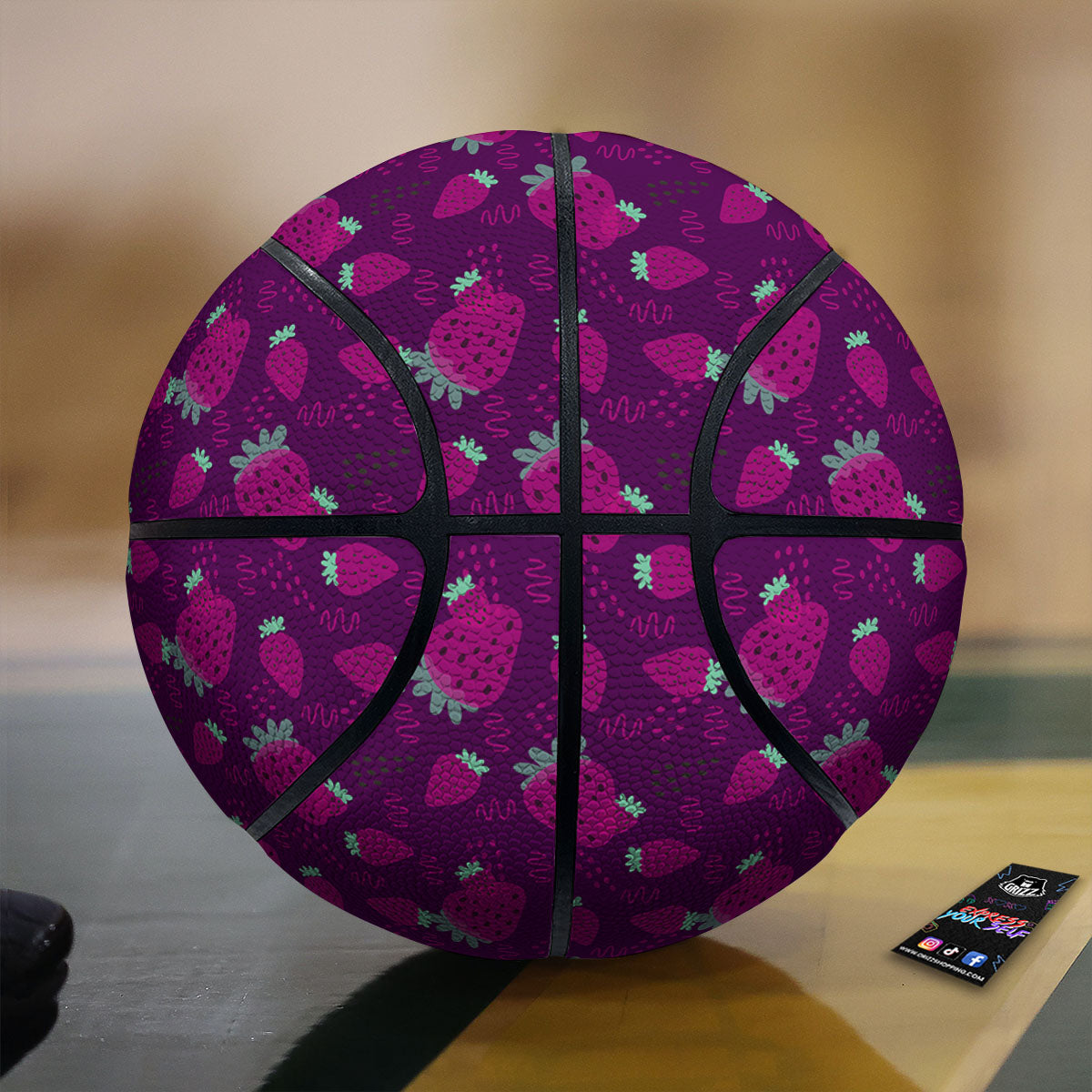 Strawberry Purple Print Pattern Basketball-grizzshop